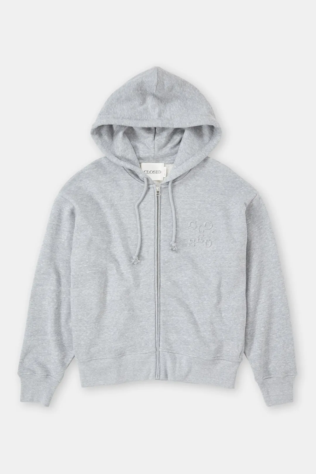 Closed Hoodie with zipper Light grey melange New