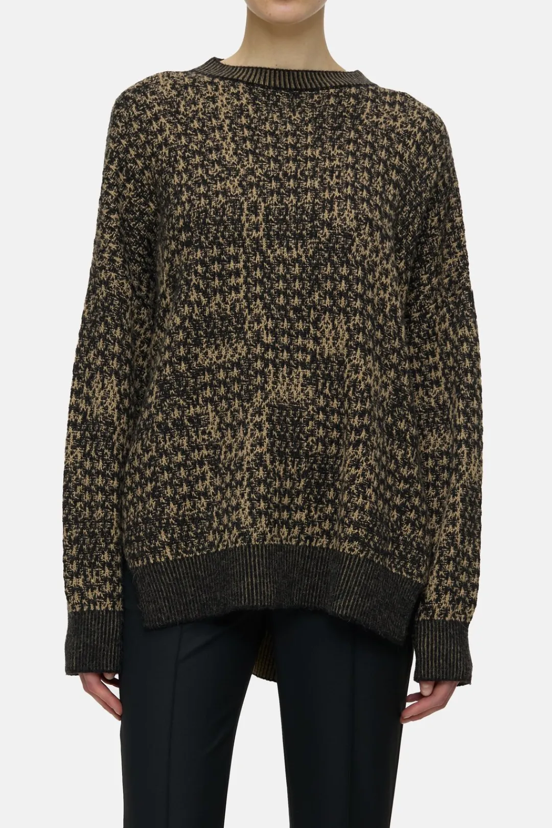 Closed Jumper with pattern Biscotti brown Discount