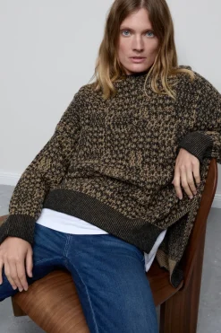 Closed Jumper with pattern Biscotti brown Discount
