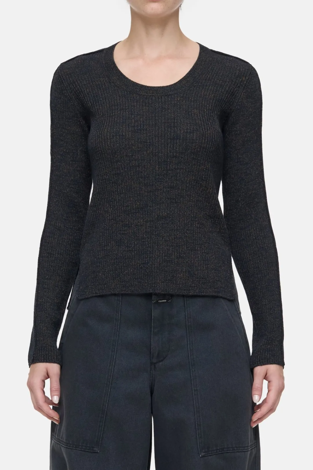 Closed Knitted long-sleeve top Smokey blue Hot
