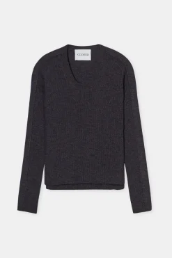 Closed Knitted long-sleeve top Smokey blue Hot