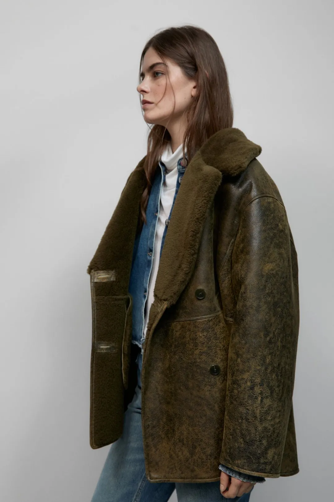 Closed Lambskin coat in a vintage look Ver green Sale