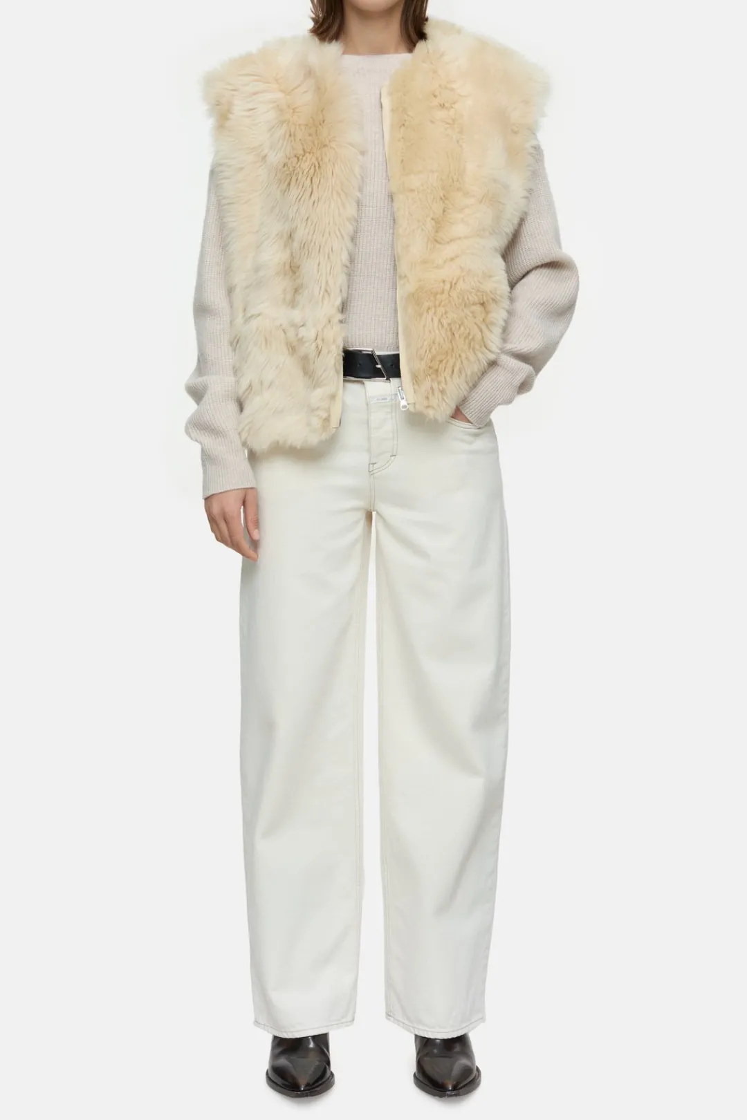 Closed Lambskin waistcoat Raw silk New