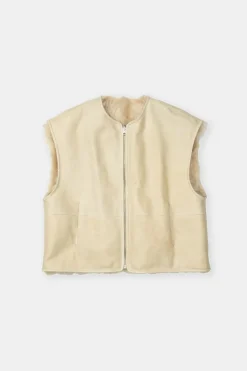Closed Lambskin waistcoat Raw silk New