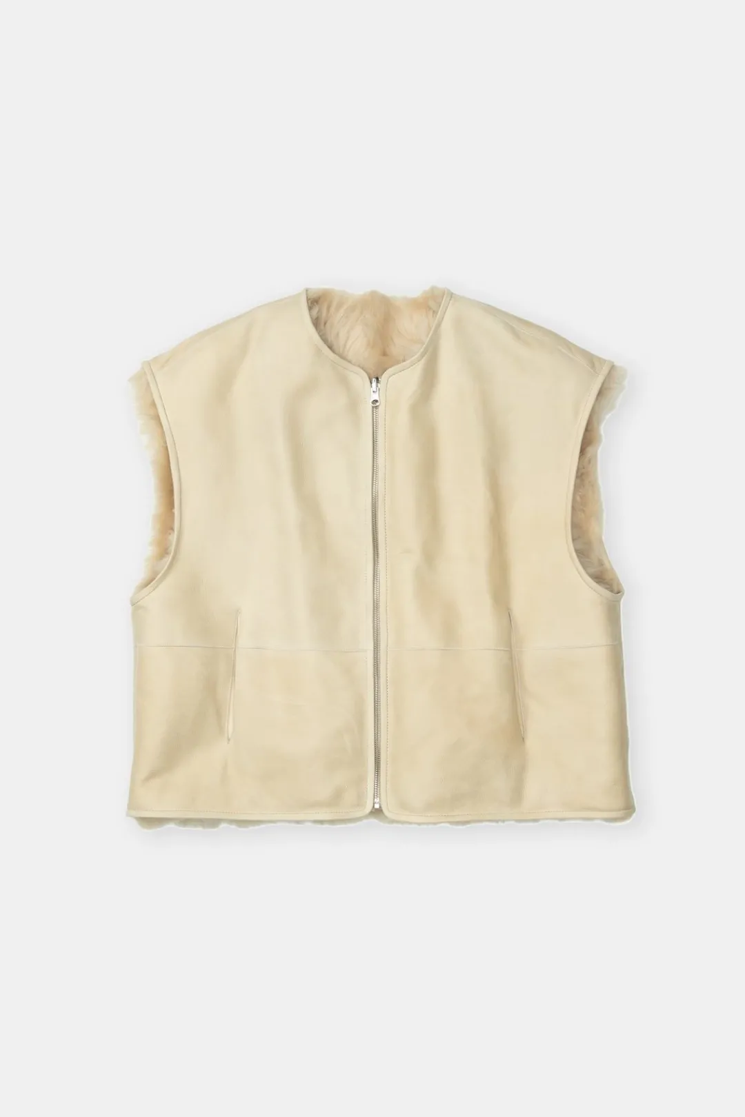 Closed Lambskin waistcoat Raw silk New