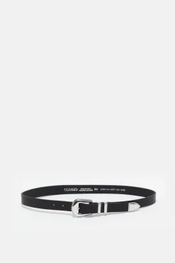 Closed Leather Belt Black