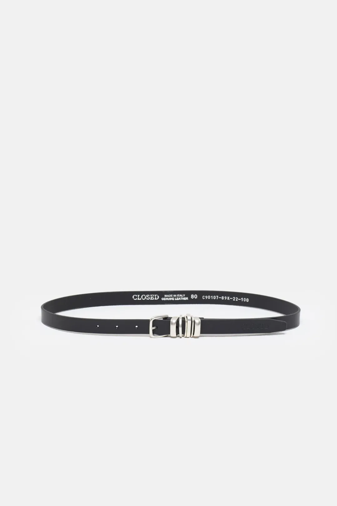Closed Leather belt Black New