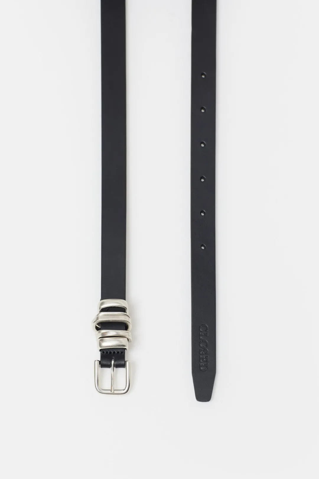 Closed Leather belt Black New