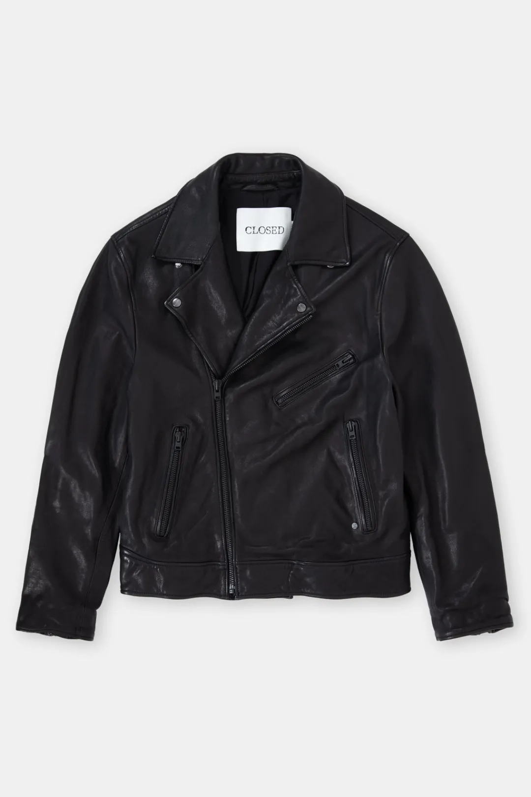 Closed Leather biker jacket Black New
