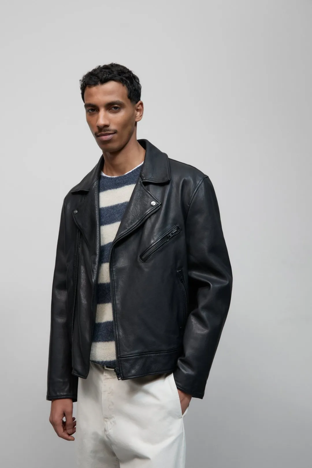 Closed Leather biker jacket Black New