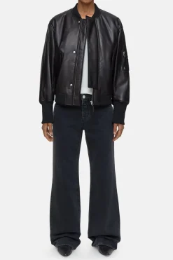 Closed Leather bomber jacket Black Discount