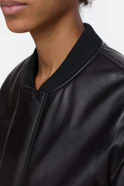 Closed Leather bomber jacket Black Discount