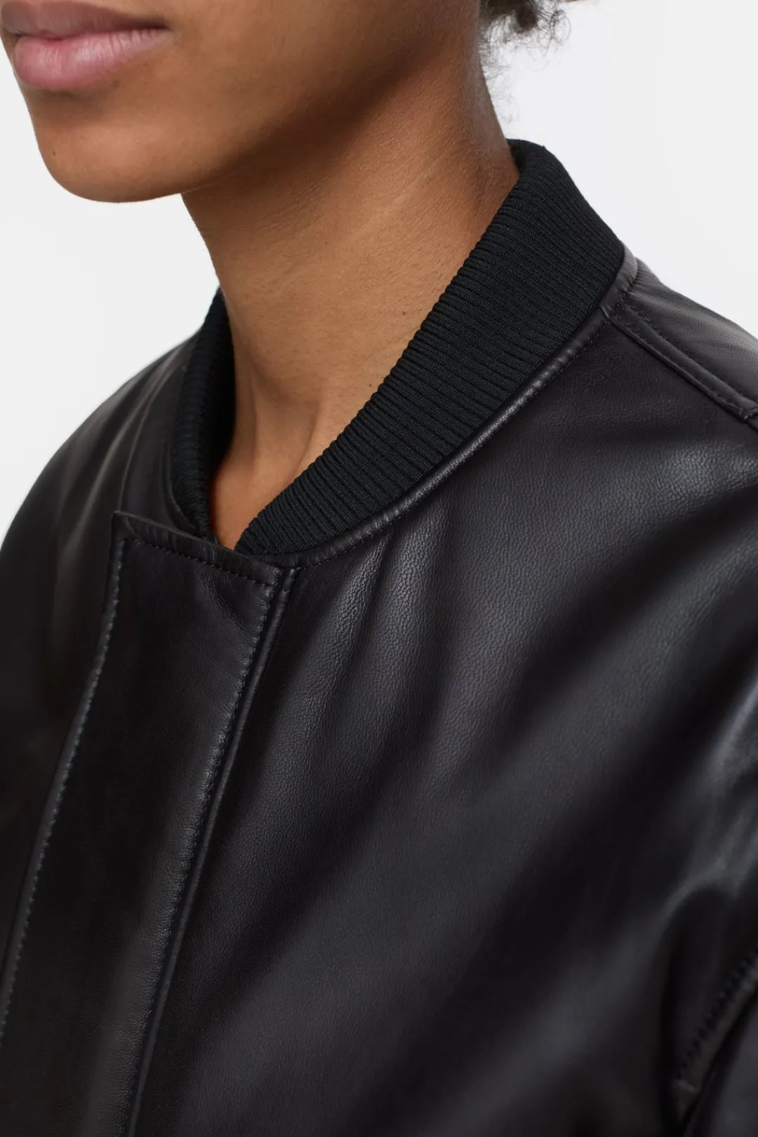 Closed Leather bomber jacket Black Discount
