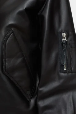 Closed Leather bomber jacket Black Discount