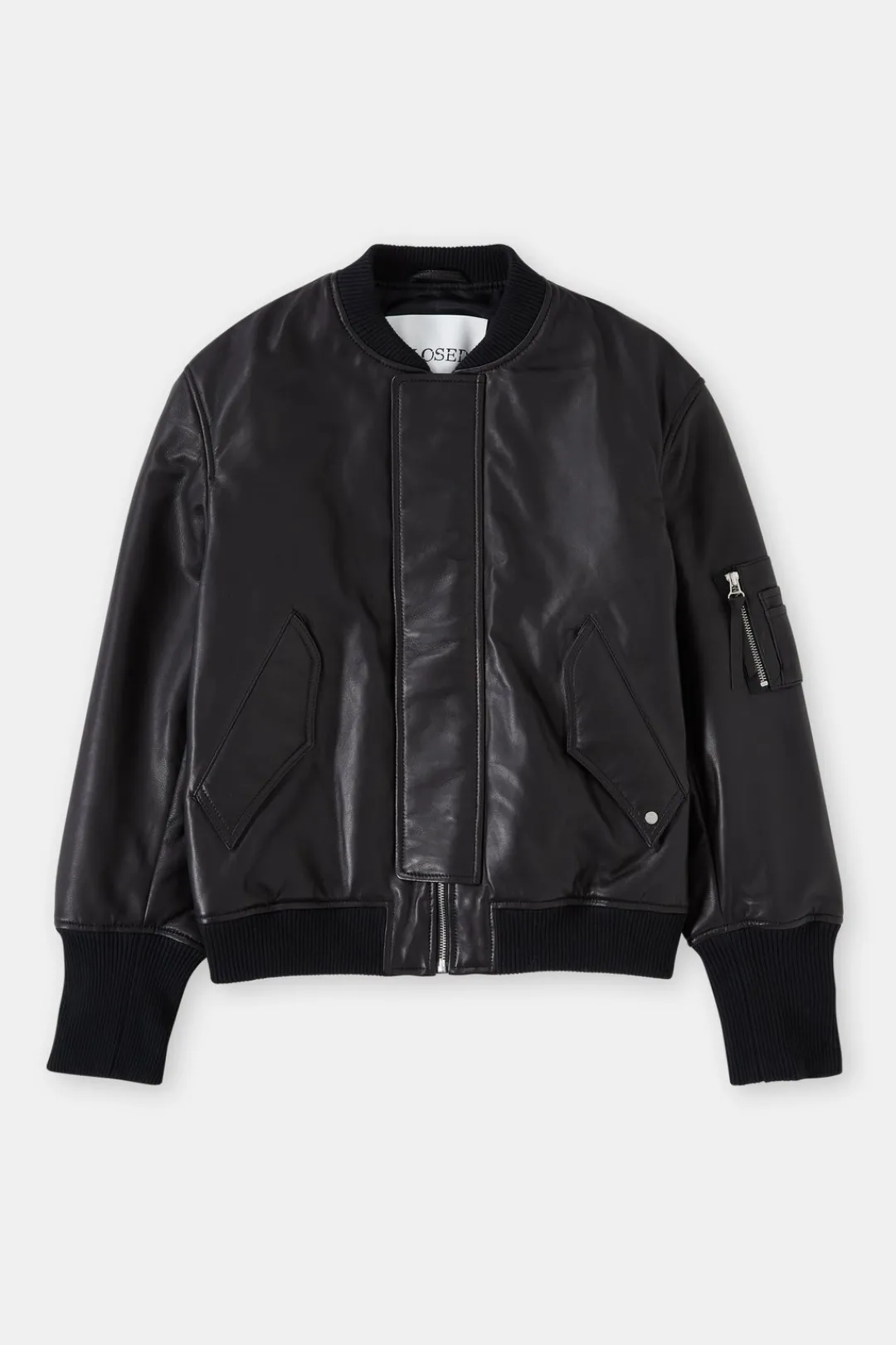 Closed Leather bomber jacket Black Discount