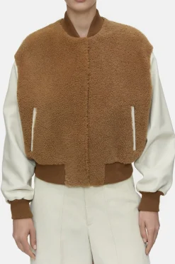 Closed Leather college jacket Biscotti brown