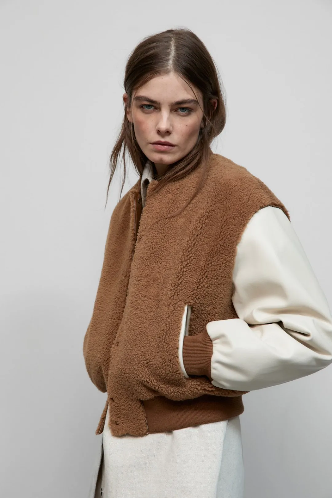 Closed Leather college jacket Biscotti brown