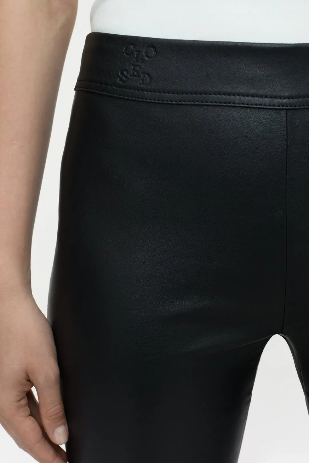 Closed Leather Leggings Black Outlet