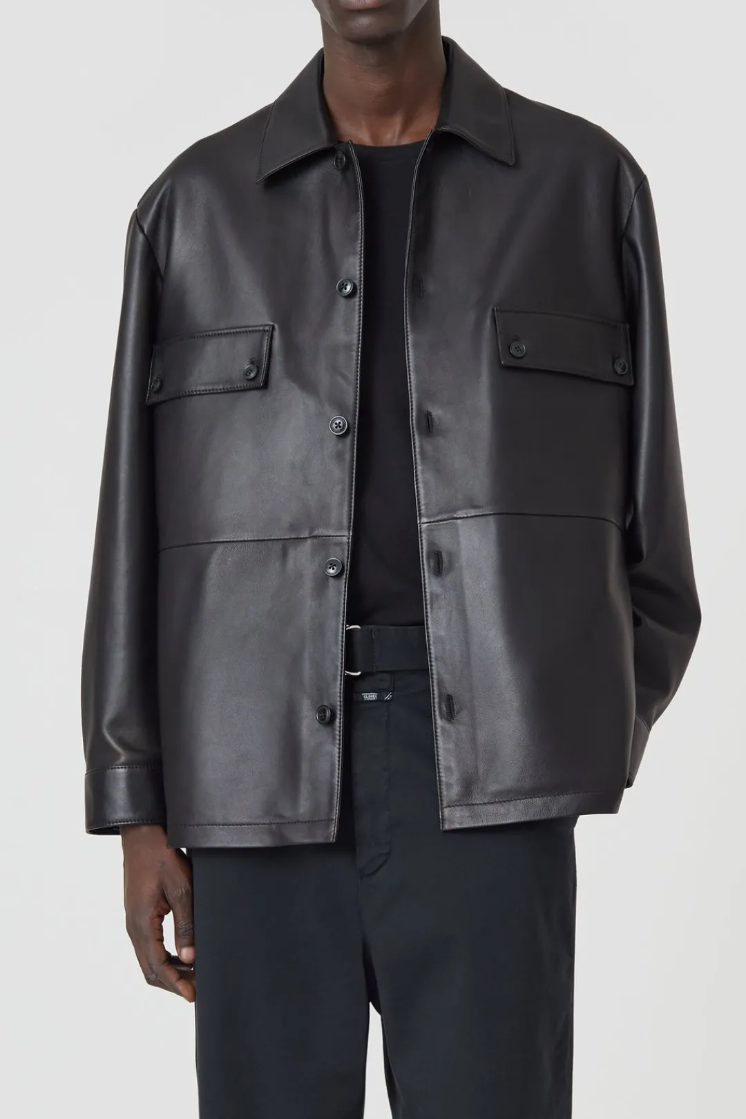 Closed Leather Overshirt Black Outlet