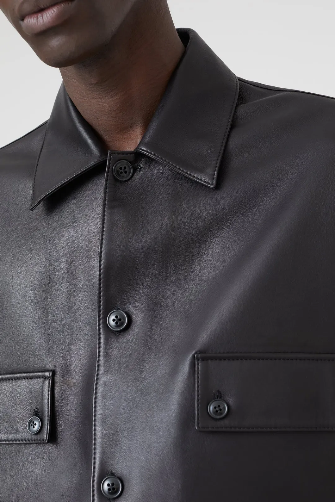 Closed Leather Overshirt Black Outlet