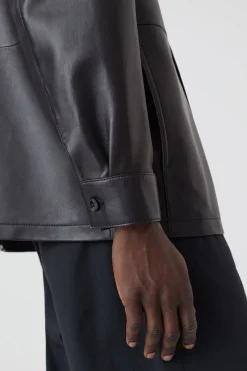 Closed Leather Overshirt Black Outlet