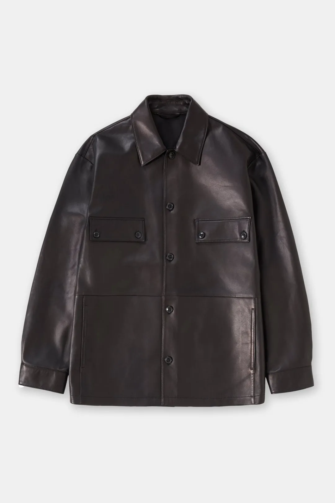 Closed Leather Overshirt Black Outlet