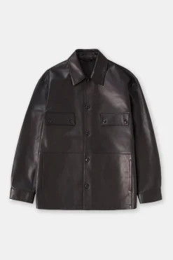 Closed Leather Overshirt Black Outlet