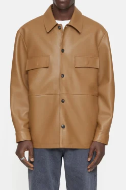 Closed Leather Overshirt dried tabaco Discount