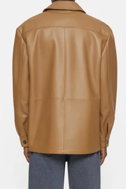 Closed Leather Overshirt dried tabaco Discount