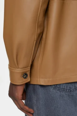 Closed Leather Overshirt dried tabaco Discount