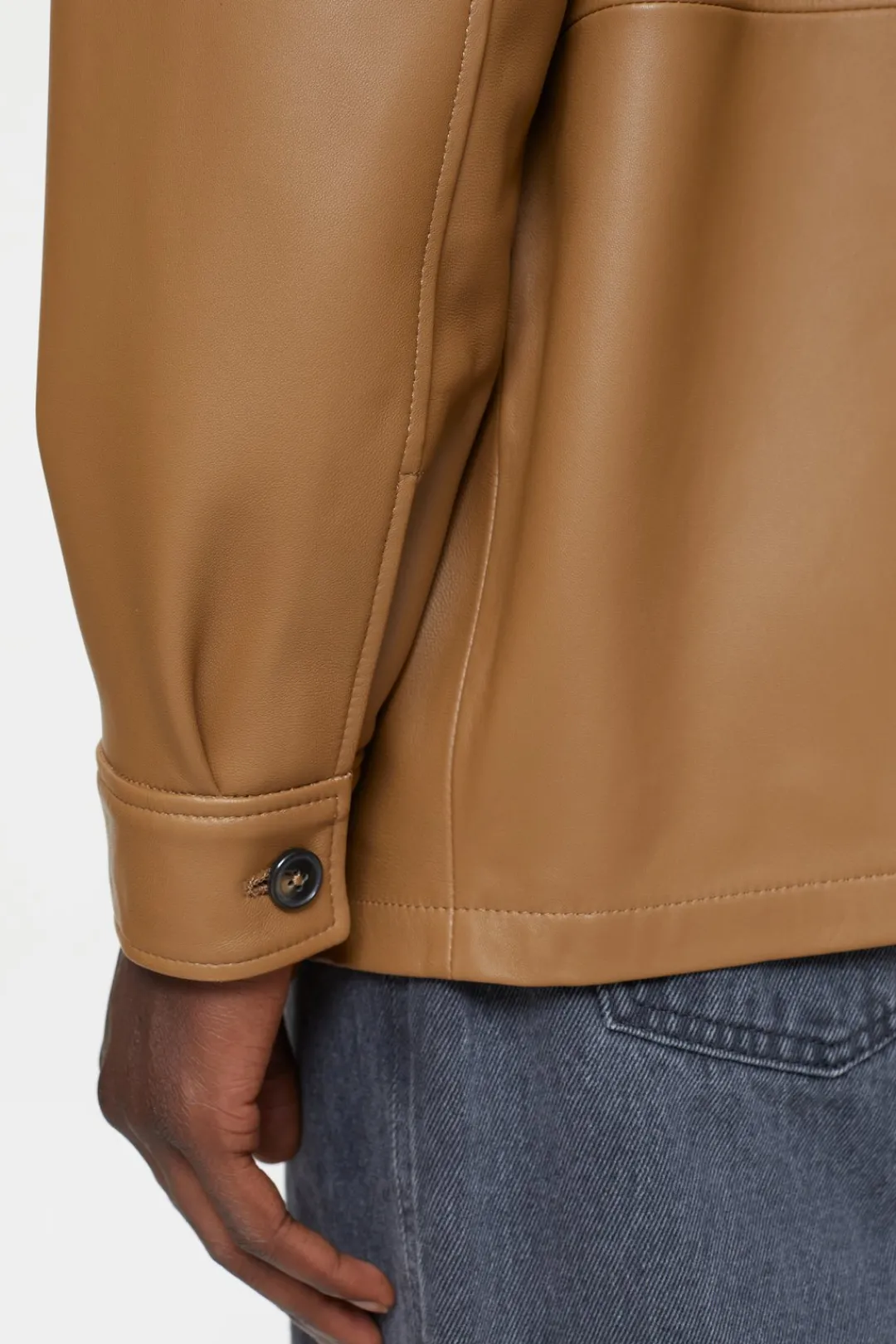 Closed Leather Overshirt dried tabaco Discount