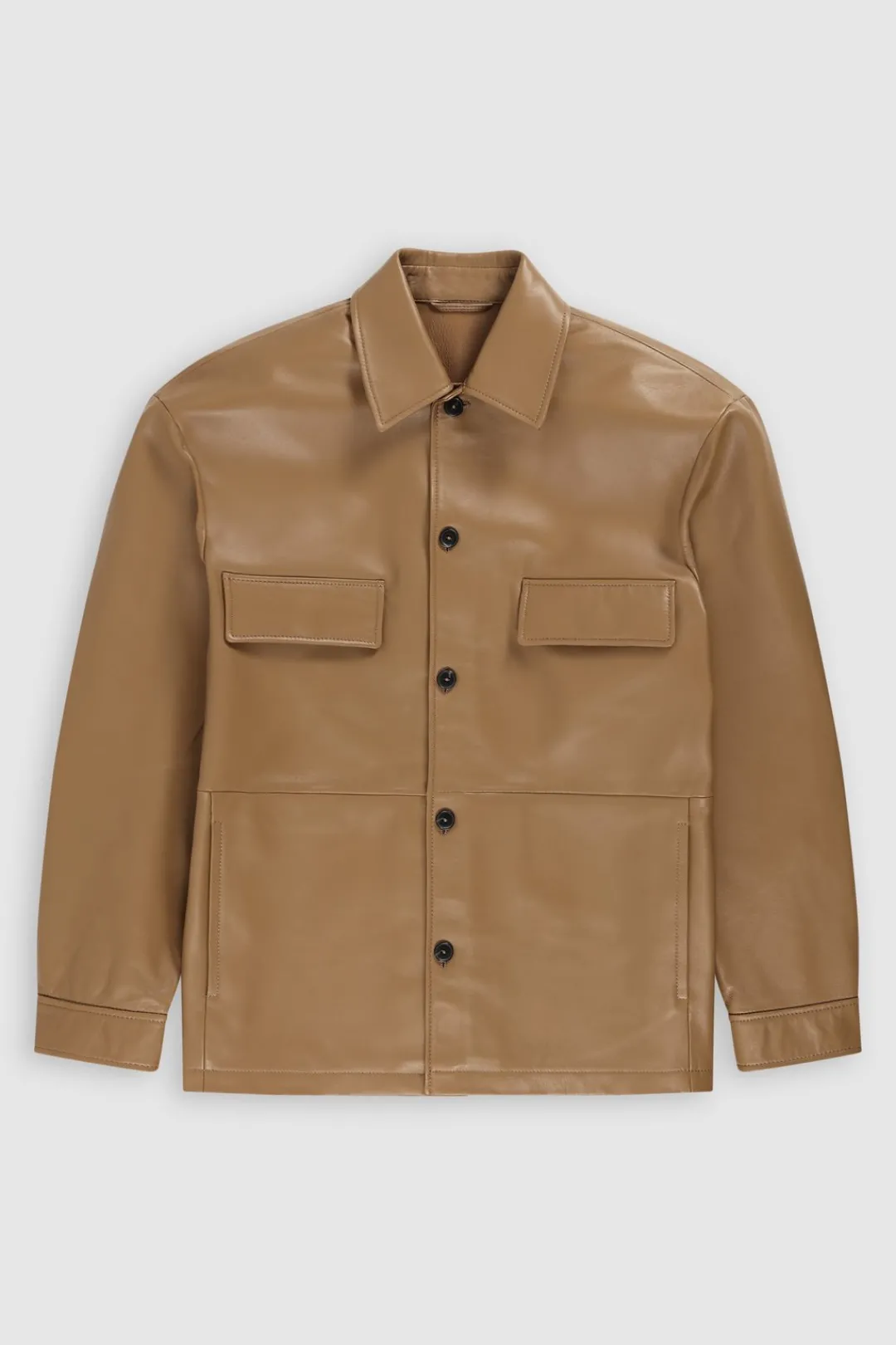 Closed Leather Overshirt dried tabaco Discount