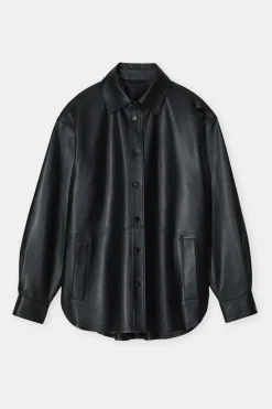 Closed Leather overshirt Black Outlet