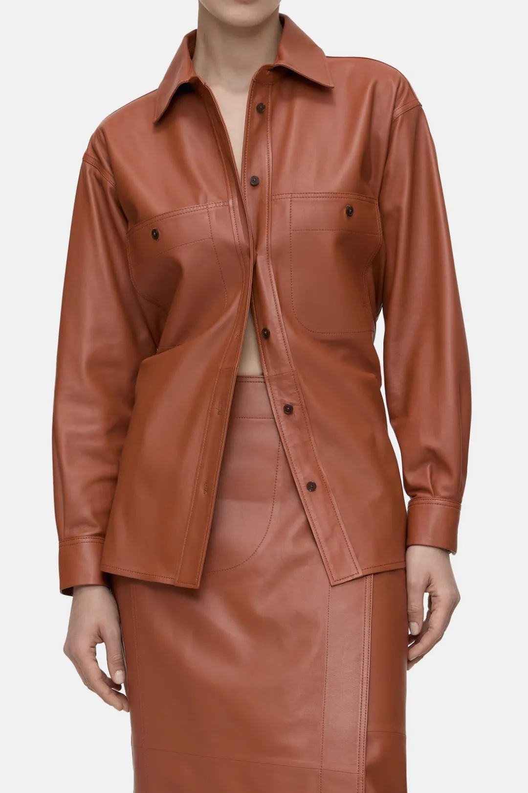 Closed Leather shirt Ferro brown Online