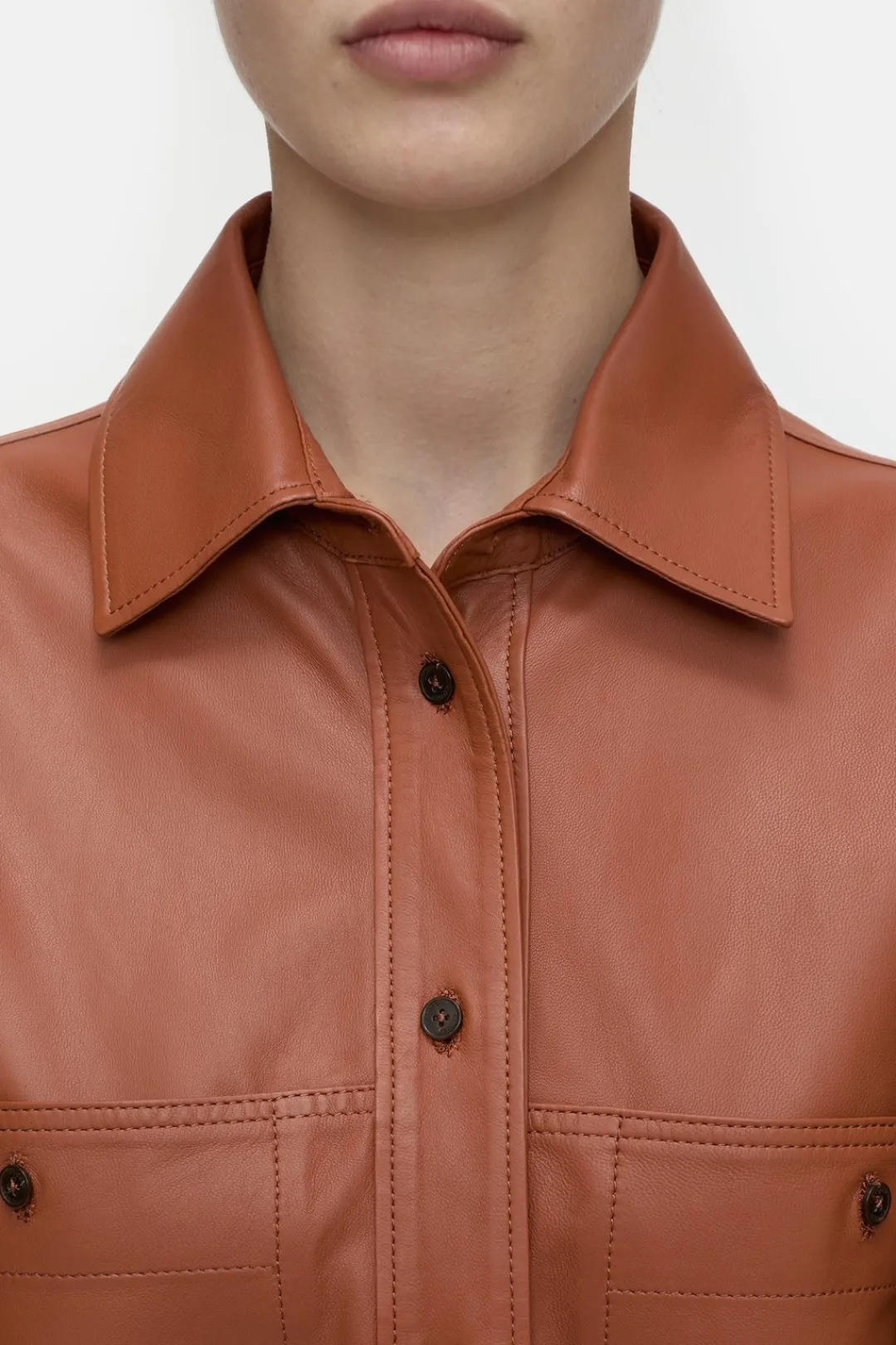 Closed Leather shirt Ferro brown Online