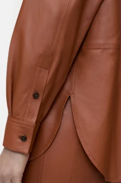 Closed Leather shirt Ferro brown Online