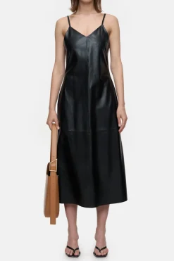 Closed Leather strap dress Black Discount