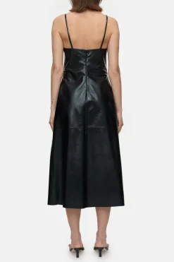 Closed Leather strap dress Black Discount