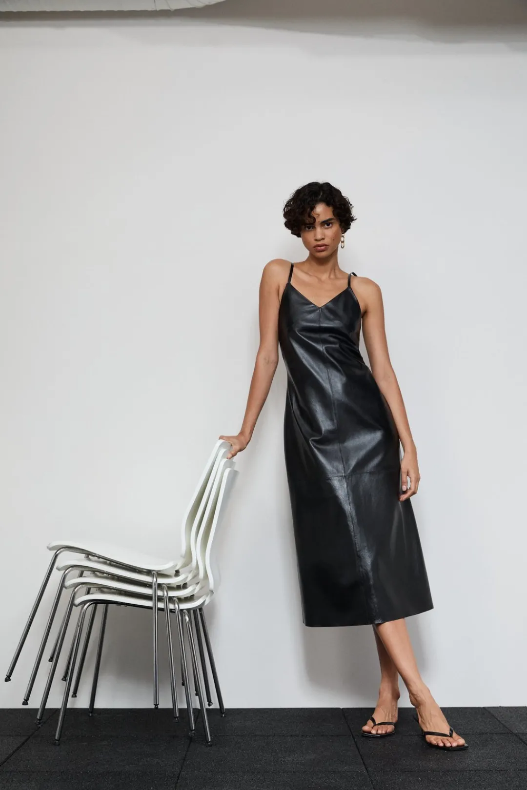 Closed Leather strap dress Black Discount
