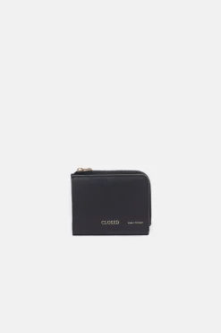 Closed Leather wallet small Black New
