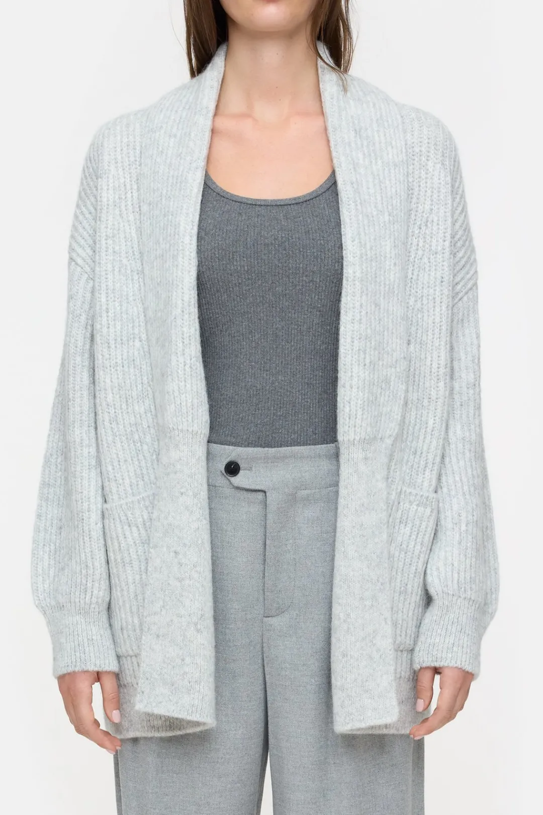 Closed Long cardigan Light grey melange Clearance