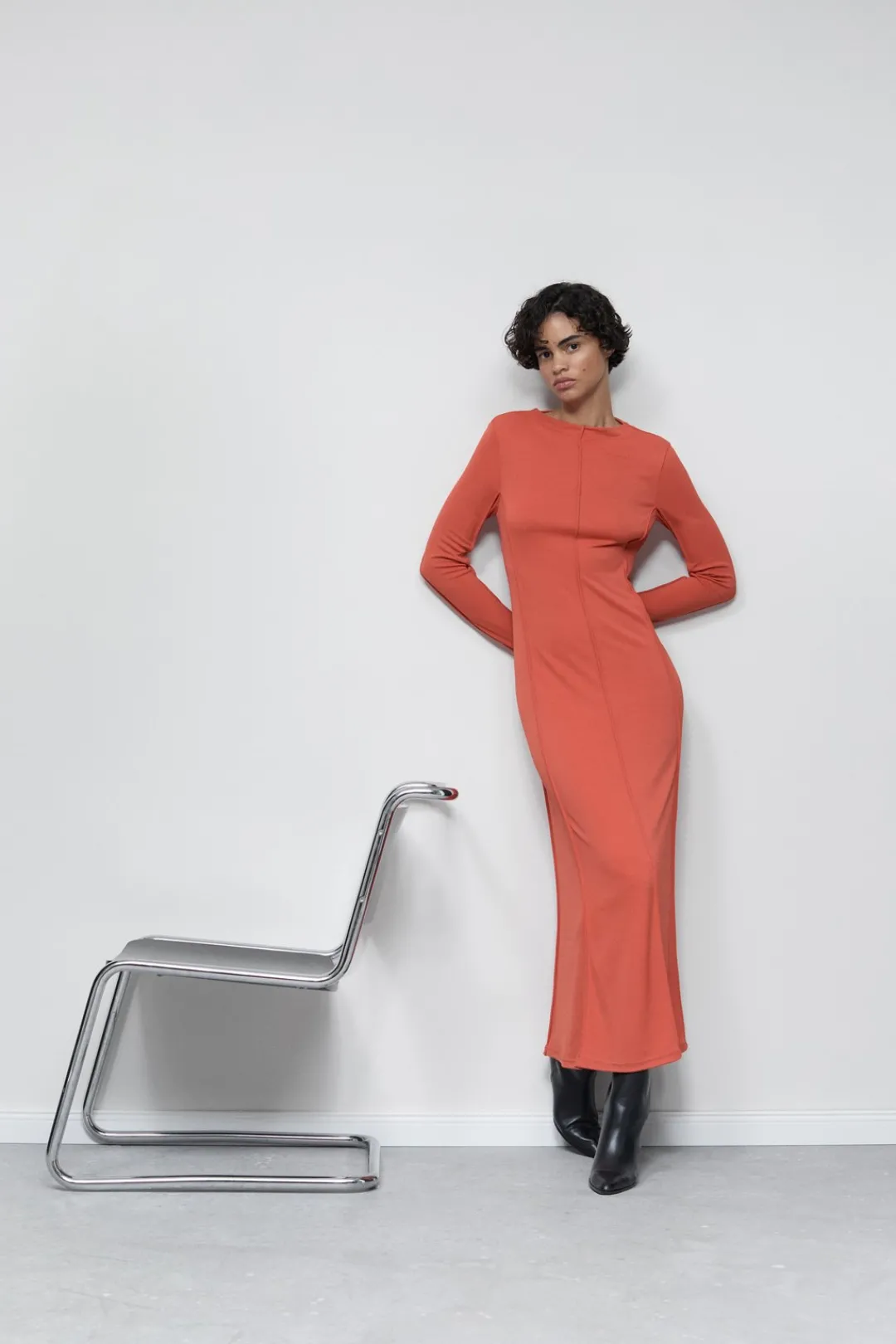 Closed Long jersey dress Aperol red Outlet