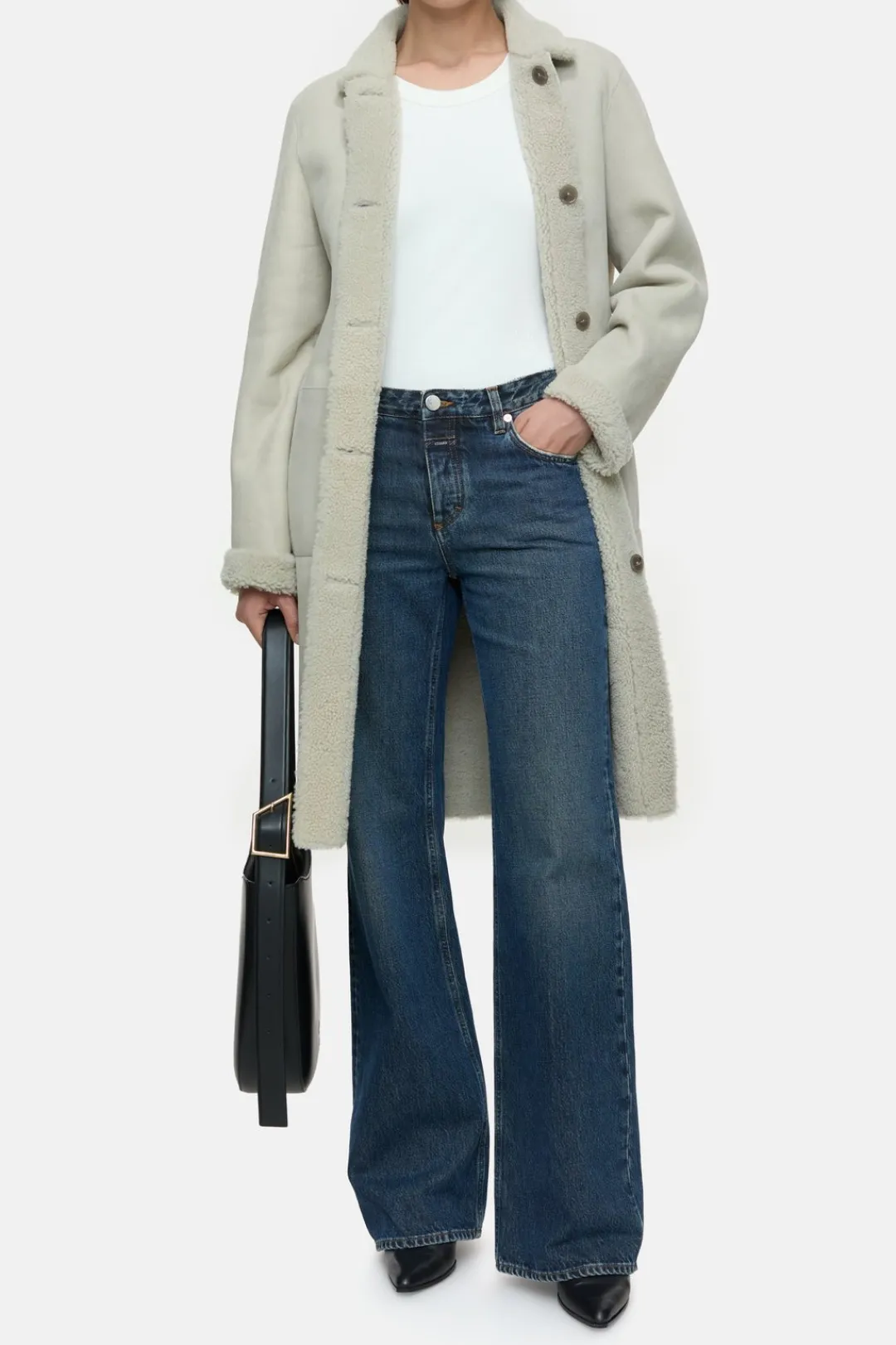 Closed Long lambskin coat Shortbread beige Sale