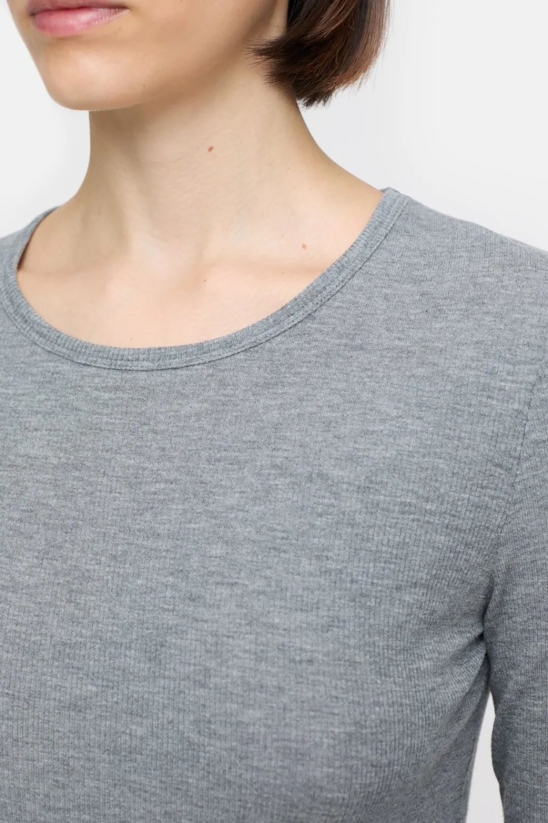 Closed Longsleeve in cashmere blend Light grey melange Sale