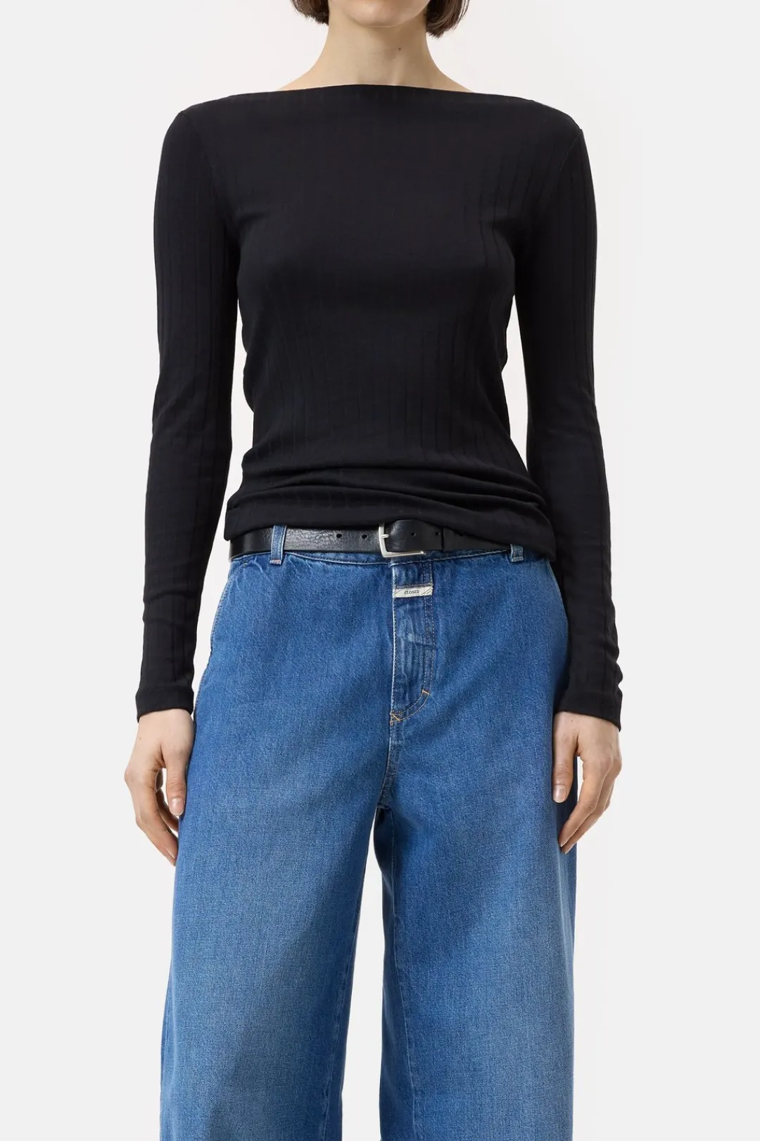 Closed Long-sleeved shirt in a modal blend Black Discount