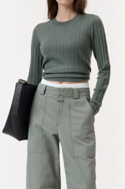 Closed Long-sleeved shirt in a wool-silk blend Faded green Sale