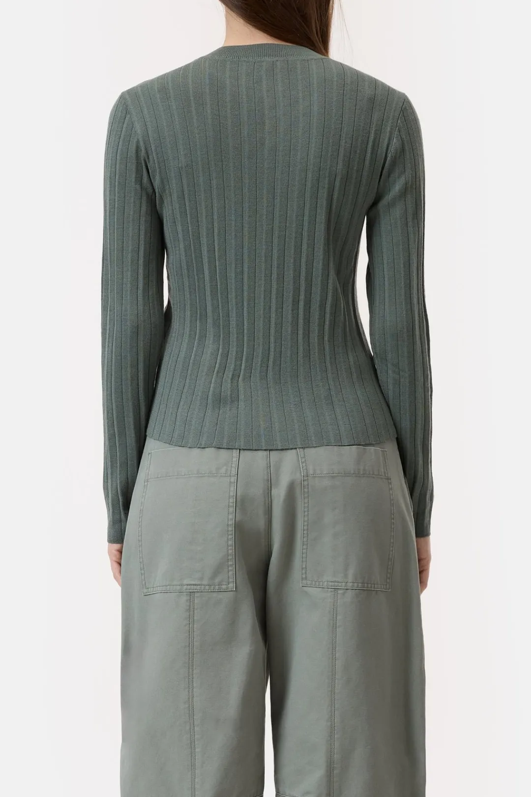 Closed Long-sleeved shirt in a wool-silk blend Faded green Sale
