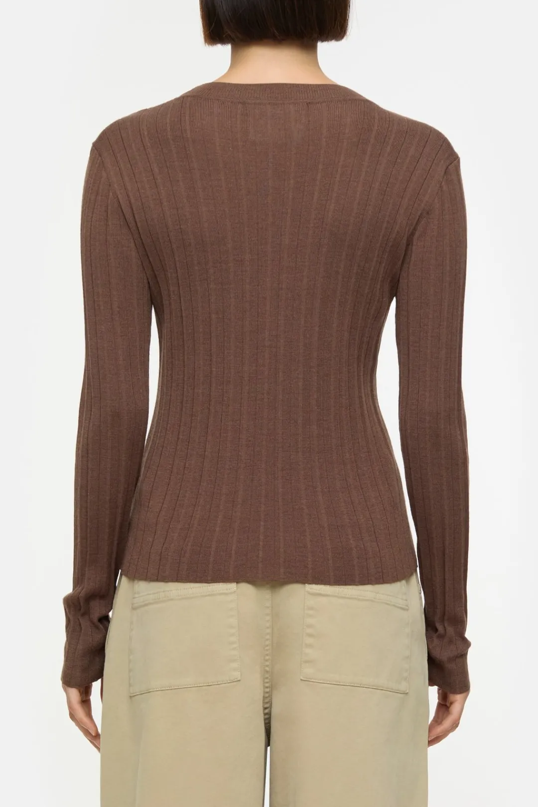 Closed Long-sleeved shirt in a wool-silk blend Cacao brown Clearance