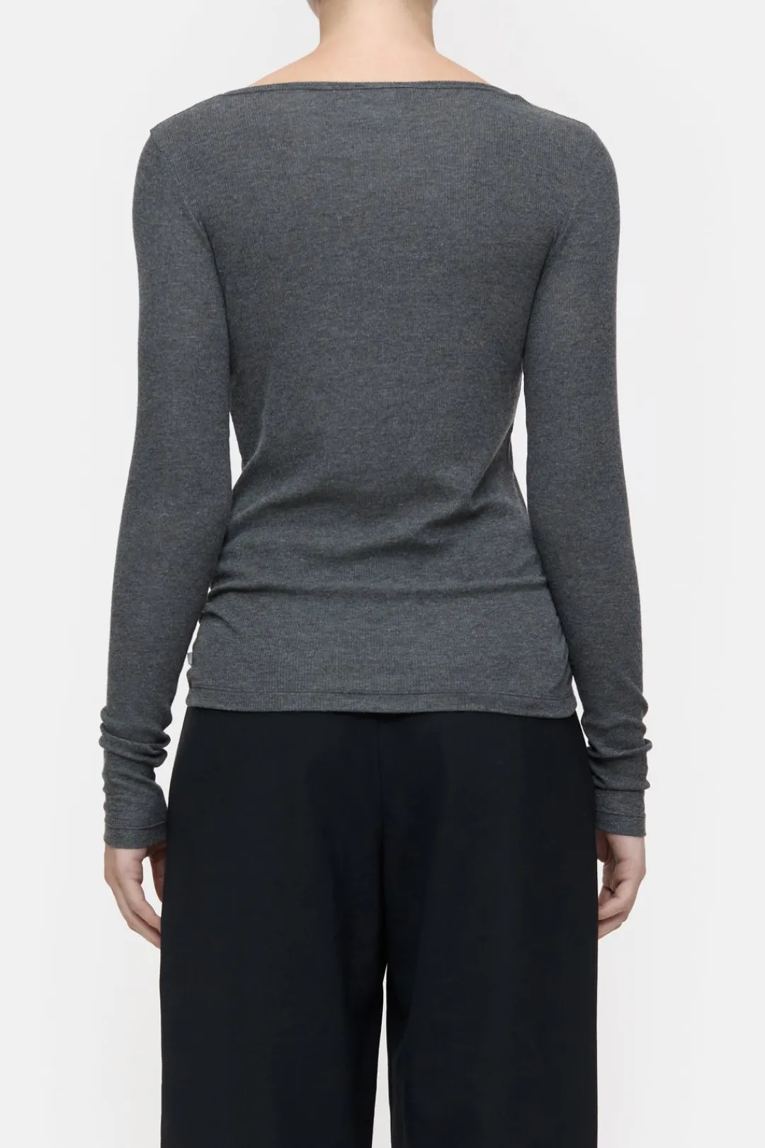 Closed Long-sleeved shirt in cashmere blend Dark grey melange Clearance