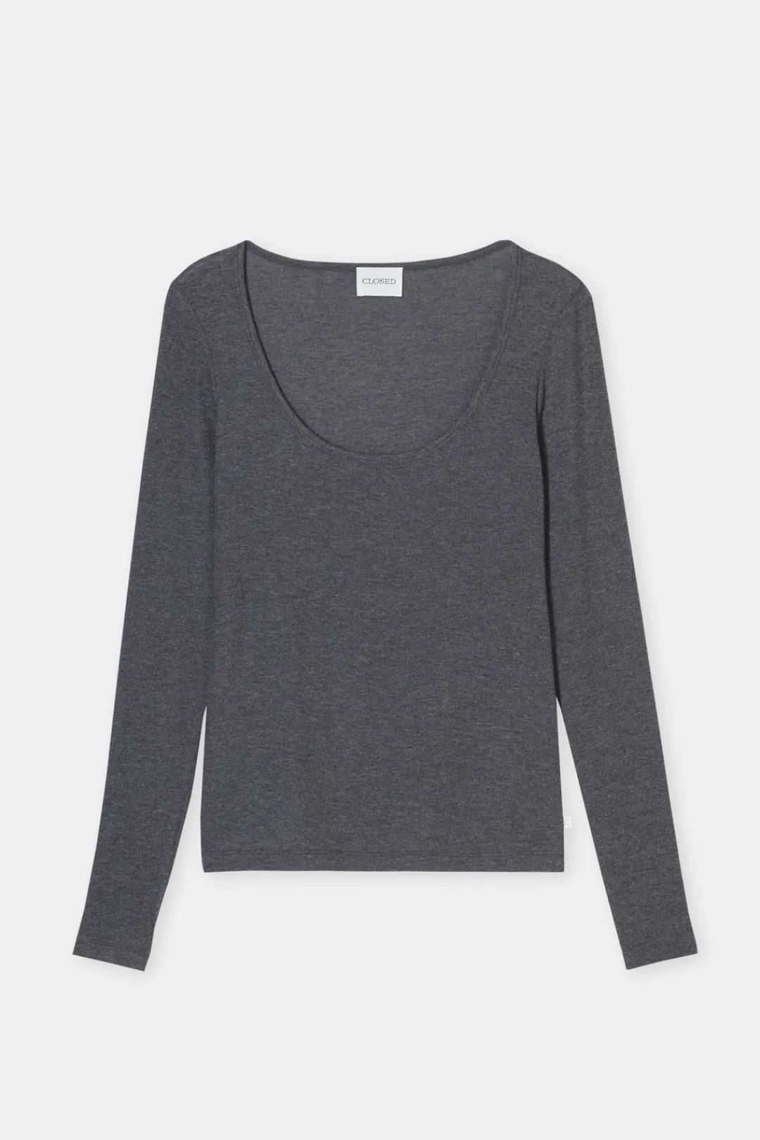 Closed Long-sleeved shirt in cashmere blend Dark grey melange Clearance